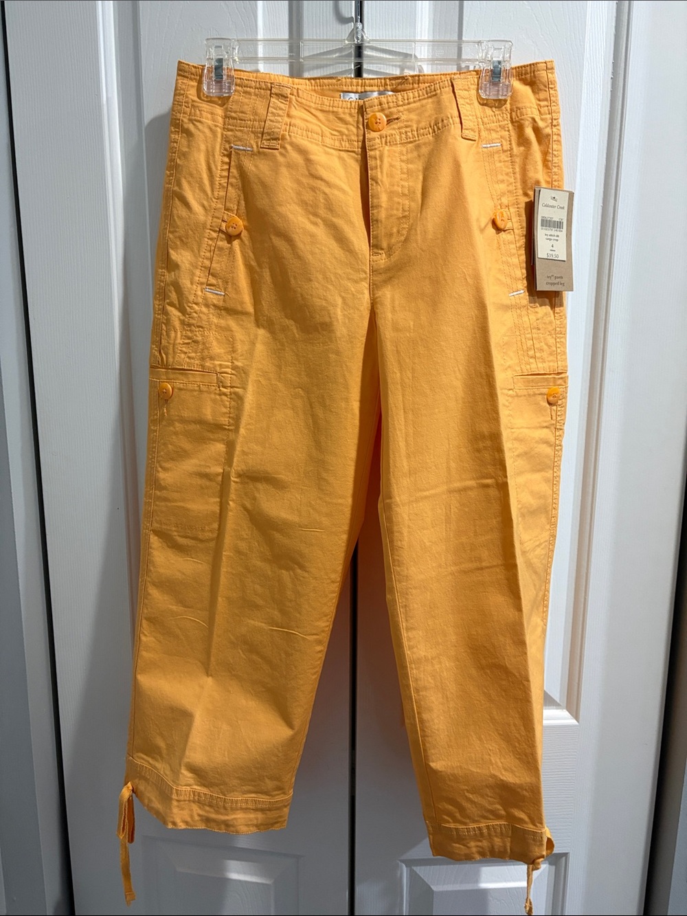 Bundle of two Women’s Coldwater Creek ivy Cargo Pants, Mustard Yellow and Brown